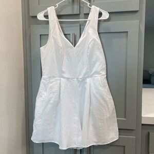 Sleeveless White V-Neck Romper Dress
